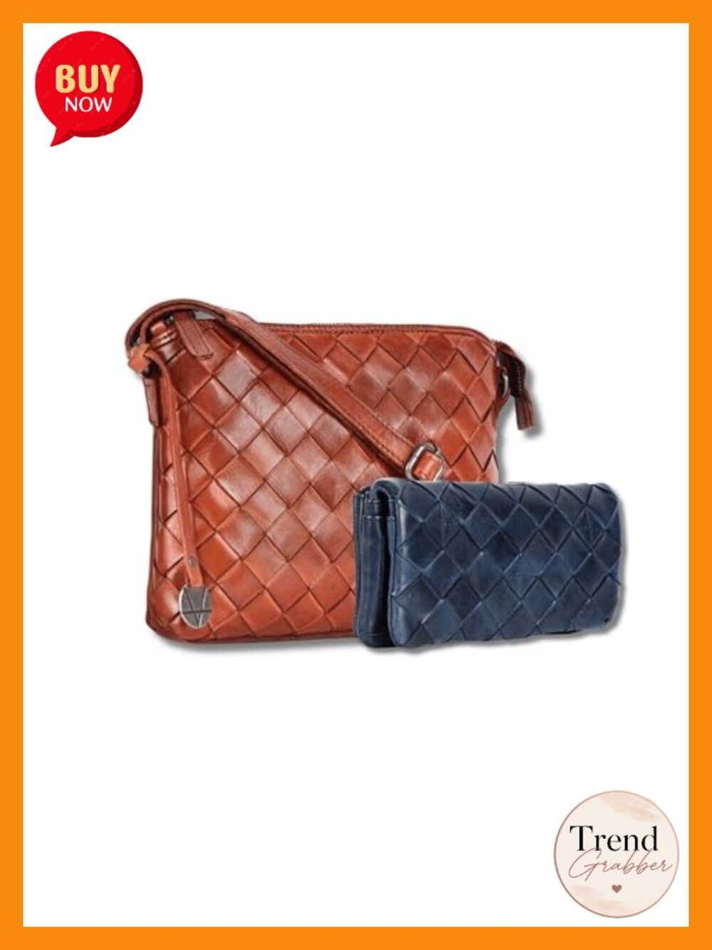 Genuine Leather Crossbody Bag & Wallet Set Zipper Coin Purse